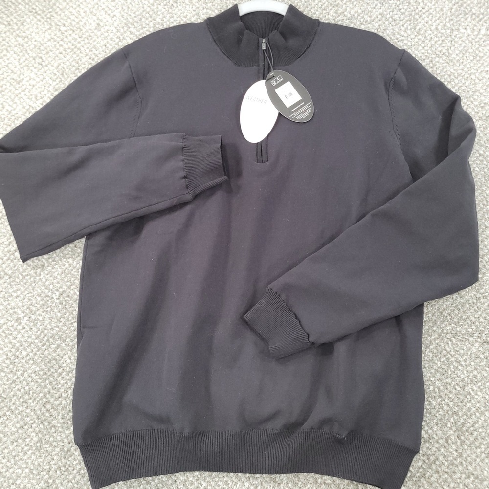 Greg Norman Weatherknit Mens Quarter Zip Black Wind Protection Medium NWT NEW
